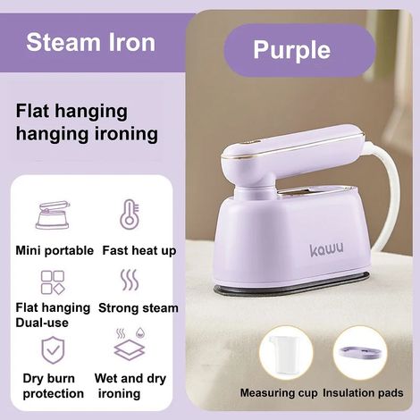 Fer à repasser vapeur portable (violet), deux réglages, utilisation sur cheveux secs ou humides, 1000 W (1/5)