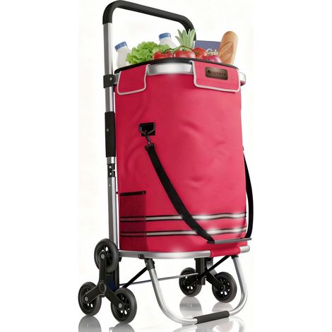 Carrello 3in1 per scale Rosso Carrello saliscale pieghevole con capacità di 56 L