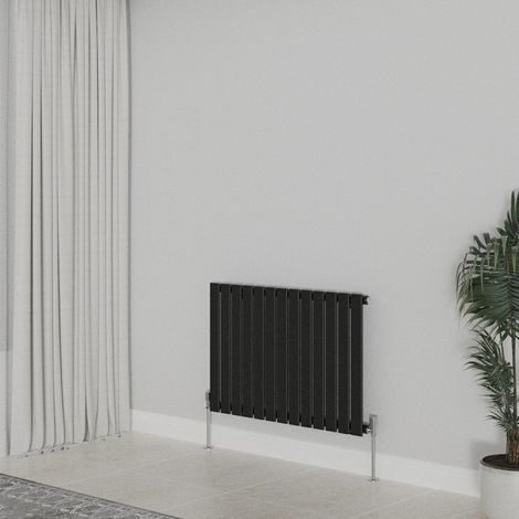 WarmeHaus Horizontal 600x884mm Flat Panel Radiator Black Single (1/5)