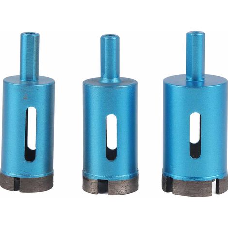 Lot de 3 forets diamantés pour perçage du granit, de la céramique, du béton et du marbre (28 mm, 30 mm et 35 mm). (1/5)