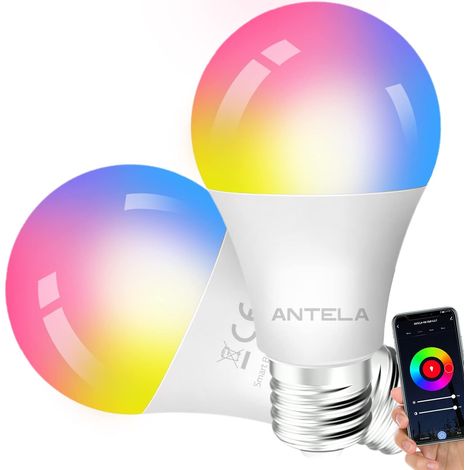 Ampoule Connectée WiFi E27 9W RGB/CCT 2700K-6500K, 2PCs  LED Intelligente, Compatible avec Smart Life APP (1/5)