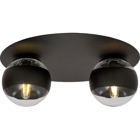 Plafoniera Minimal Mnemosine Acciaio Nero 2 Luci E14 Ip20 (1/5)