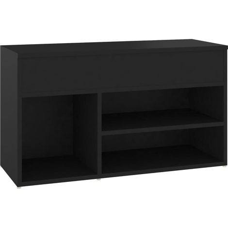 Banc à chaussures bottes commode étagère meuble entrée rangement 80 x 30 x 45 cm bois d’ingénierie noir