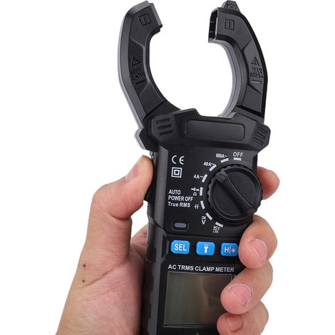 Pince multimètre 600A numérique TRMS mesure tension courant alternatif continu résistance capacité diode NCV rétroéclairage lampe torche maintien données (1/4)