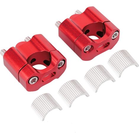 Paire d'adaptateurs de guidon moto en aluminium CNC rouge 22mm/28mm 1/8in 7/8in colliers de fixation élévateurs (1/5)