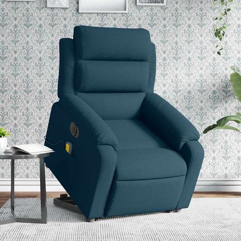 Massagesessel mit Aufstehhilfe Elektrisch Blau Samt (1/5)