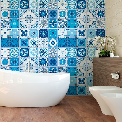 Sticker Mural Carrelage adhésif Cuisine Salle de Bain - 30 STICKERS CARRELAGES AZULEJOS COLAS - 30stickers10x10cm (1/5)