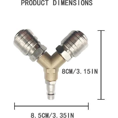 Druckluftverteiler, 1/4" Druckluftverschraubung 3-Wege Schnellverschluss Y-Verteiler Druckluftanschluss mit Außengewinde (1/3)