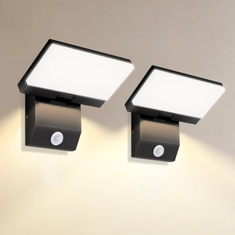 2 Pack Applique murale, Détecteur de mouvement, LED 36W, Étanche IP65, Aluminium, Extérieur (1/5)