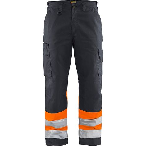 Pantalon de travail haute visibilité 1564 - Gris moyen/Orange fluo 4XL - FR(58) - SE(C64) - Courtes