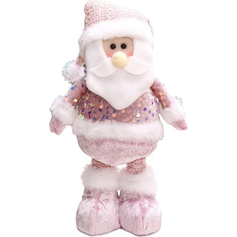 Decorazione natalizia, statuine di Babbo Natale, alte da 30 a 45 cm, con sciarpa e cappello, in morbido peluche, un'incantevole decorazione natalizia per la casa. (1/5)