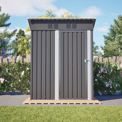 Abri de Jardin Métal 152x84x182cm, Remise Outils Verrouillable