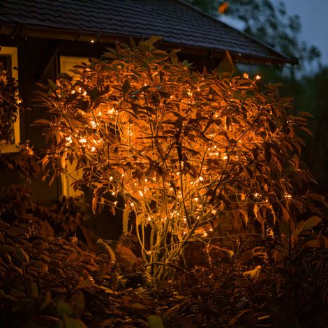 esotec Solar Lichterkette, 60 bernsteinfarbene LEDs, 6 Meter wetterfest 102172