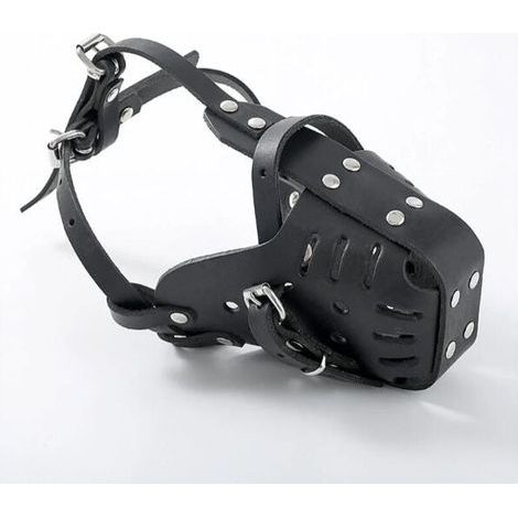 Muselière en cuir pour chien – Taille L pour berger allemand et doberman – Masque anti-morsure pour dressage et protection (1/4)