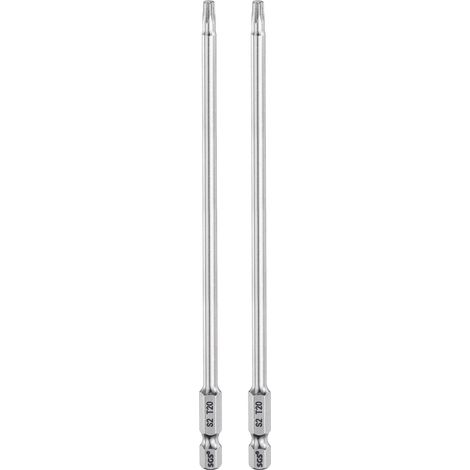 2 Pièces Embout de Tournevis Torx Magnétique, T20 1/4" Hex Tige Longueur 150 mm Embout de Vissage Long Hexagonal en Acier S2 pour Retirer les Vis de Fixation Outils électriques (1/5)