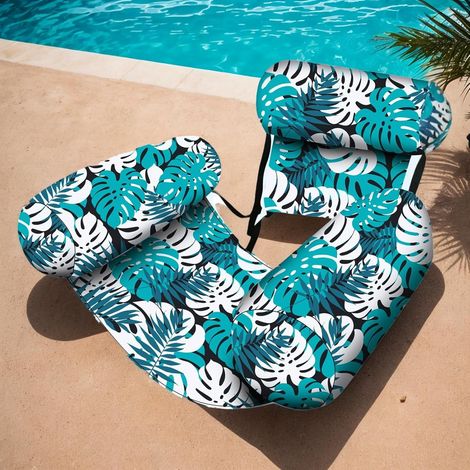 Lot De 2 Fauteuils De Piscine Gonflables 4 En 1 – Assise En Maille, Dos Réglable, Capacité 115 Kg, Pour été Plage Lac