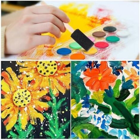 Éponge Peinture - 100 Pièces - 1 Pouces - Pour Artisanat Peinture Acrylique et Détail - Lot Complet (1/5)