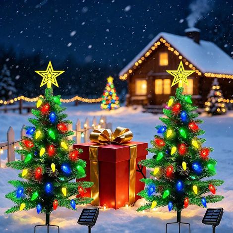 Sapin de Noël Solaire Lumineux Extérieur Étanche IP65 Lampe à Piquer 1,1 m Jardin Pelouse 44 × 16 × 16 cm 1,8 kg – Livraison gratuite (1/5)