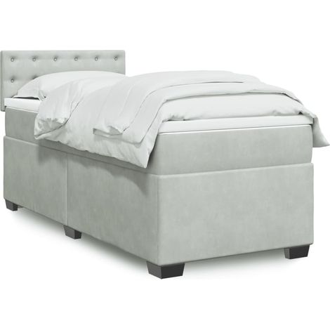 Boxspringbett mit Matratze Hellgrau 90x200 cm Samt
