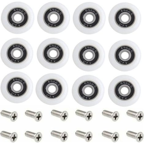 Roulettes de rechange pour porte de douche – Lot de 12 roulettes 23 mm – Vis en métal incluses – Installation rapide et facile (1/5)