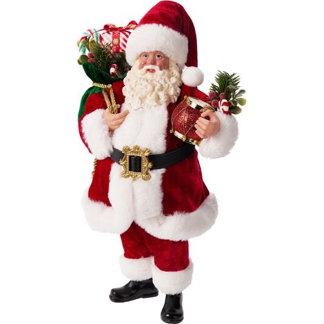 Babbo Natale decorativo in tessuto colore rosso con regali per decorazioni natalizie h 38 cm -Stile 2