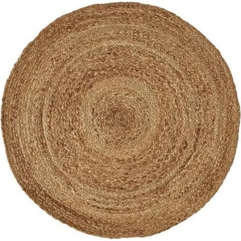 Tapis rond,moquette carpette en jute tressé coloris naturel - Diamètre 90 x Hauteur 0.5 cm -JUANIO (1/3)
