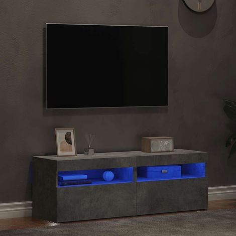 TV-Schränke LED-Leuchten 2 Stk. Betongrau 60x35x40 cm (1/5)