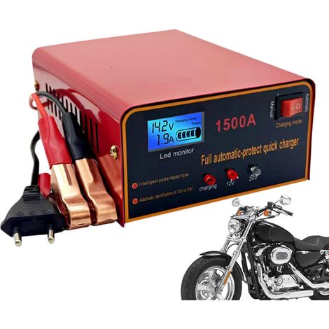 Chargeur de Batterie Véhicule Chargeur De Batterie pour Motocyclettes Charge Rapide Sécurité Protection Entretien Portable pour Camion Tracteur Tondeuse Auto Camping-Car (1/5)