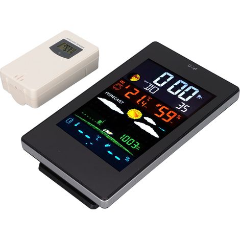 Station météo domestique avec surveillance de l'humidité et de la température, alimentation USB, prévisions météo et horloge. (1/5)