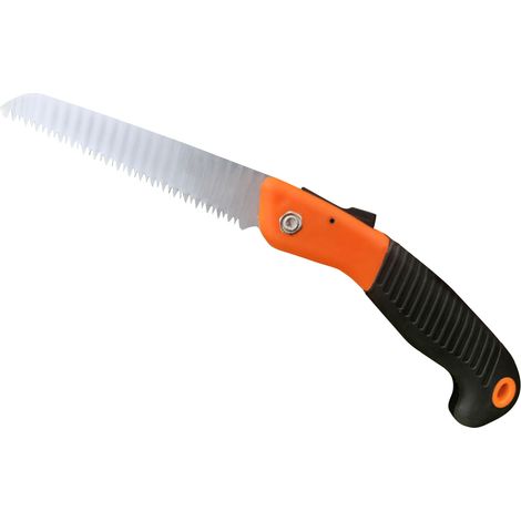 Scie à main pliable et légère pour l'élagage des arbres et des plantes de jardin, avec poignée ergonomique antidérapante. (1/5)