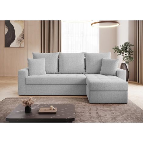 AX LIVING Karaman Schlafsofa mit Bettkasten Schlafsofa Hellgrau 238 cm
