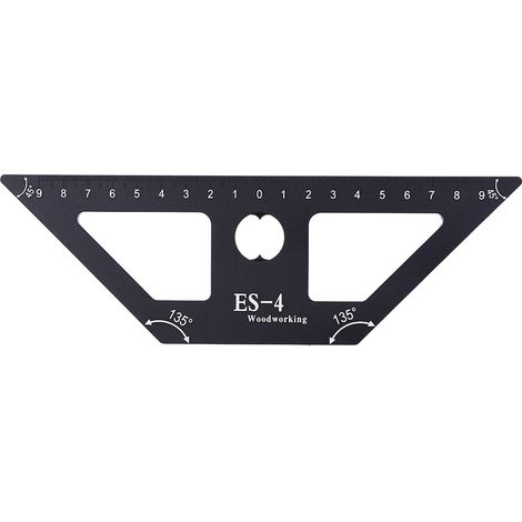 Règle de menuiserie ES-4 en alliage d'aluminium 45 degrés, outil de mesure noir pour tracer, menuisier, précision. (1/5)