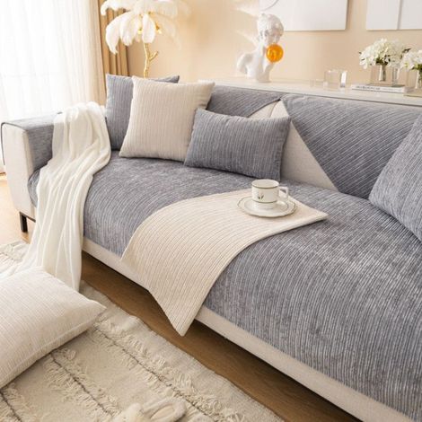 Housse De Canapé En L - Tissu Chenille Épais Et Doux - Antidérapant À Base De Particules De Silicone - Pour Canapé D'Angle - 70 x 150 cm (1/4)