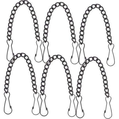 6 Pièces - Chaîne Métallique - Accessoire De Suspension - Pour Panneau Porte Et Fenêtre - En Fer Noir - 14,50x0,90x0,50cm (1/5)