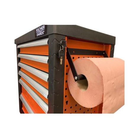 Fischer Darex – Support essuie-tout clipsable en acier – Fixation rapide sur servante et panneau mural – Pour rouleau jusqu'à 30 cm de diamètre