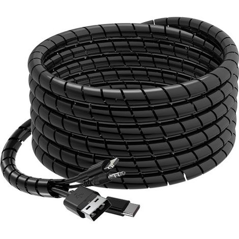 Protector de cables en espiral de 6 m，12-24 mm，organizador de cables adecuado para cables de TV/PC/USB/televisión/AUX，negro，Hágalo usted mismo