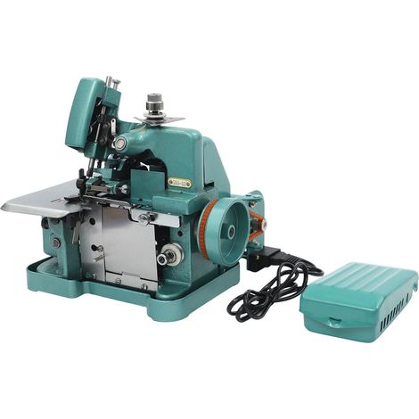 Machine à coudre surjeteuse, 150 W, 9000 tr/min, 3000 points/min, vert, en fonte avec cadre en métal, réglable, utilisation professionnelle, tissu lourd pour cuir et tissus épais (1/5)