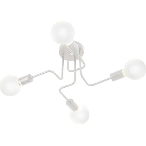 Plafonnier Industriel Moderne Luminaire Plafonnier Intérieur Lampe de Plafond Blanc E27 pour Salon Cuisine Chambre Café Bar - 4 Lumières (1/4)