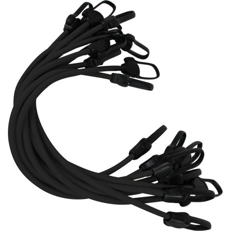 Linxor – Lot de 10 tendeurs sandows sécurisés 60 cm – Embouts en plastique noir – Charge maximale 50 kg – Normés CE pour bâches d’hivernage