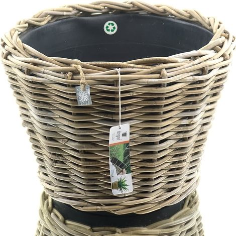 Drypot Rattan Rund Grau D43 H33cm (1/3)