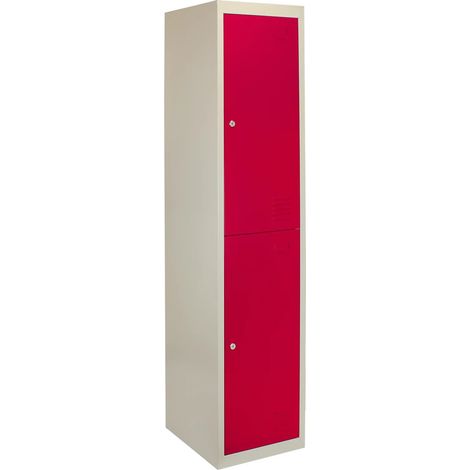 Metal Storage Lockers - Two Doors, Flatpacked, Red