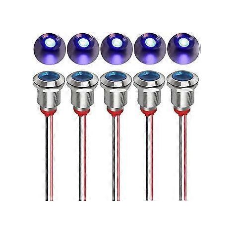 Stück 12 mm LED-Metallanzeige 110 V-220 V AC, wasserdichte Signallampe (Blau)