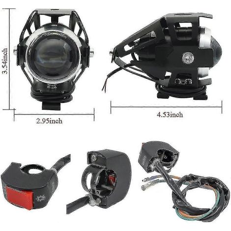 Phare de moto, phare avant U5 antibrouillard 125 W 3000 lm avec interrupteur pour moto, quad et scooter (1/3)