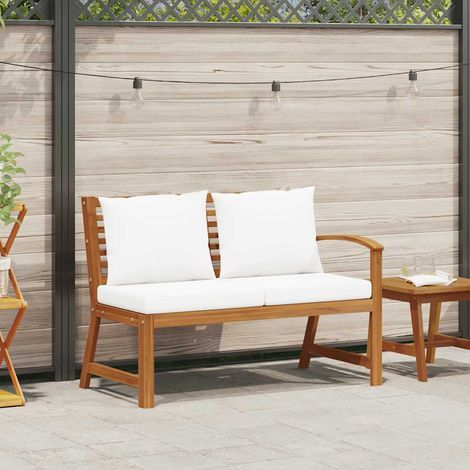 vidaXL Panca da Giardino 114,5 cm con Cuscino Crema Massello di Acacia