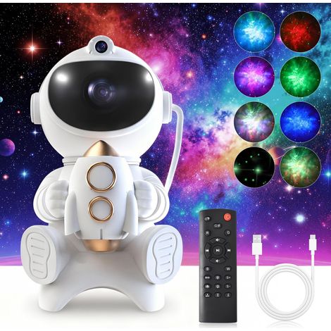 Astronaute Projecteur Ciel Étoilé, LED Astronaute Projecteur Galaxie avec Télécommande, 8 Modes Nébuleuse, Rotation à 360° Veilleuse, Bluetooth Galaxy Projector Plafond pour Chambres Fêtes Cadeaux (1/5)