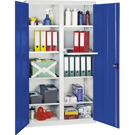 Stumpf Armoire à outils et matériaux Série 3000 gris clair / bleu gentiane + 8 étagères extractibles - 3004074