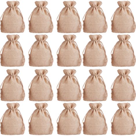 20 sacs à cordon en lin par lot (1/4)