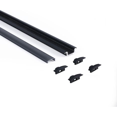 Perfil De Aluminio De Empotrar - Kit Completo - 24,5 X 7mm - - Negro (1/5)