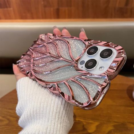 Coque à motifs électroplaquée pour iPhone 17 avec protection antichoc et cadre ondulé, rose fille (1/5)