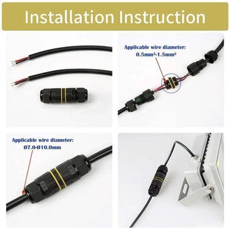 Connecteur Étanche Boîte/ 3 pcs IP68 Connecteur de câble étanche/Connecteur de gaine externe /de câble max Ø10 mm/ Aux Intempéries Câble de Raccordement Extérieur Douille (3 Pôles)